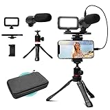 Movo iVlogger- iPhone/Android Compatible Vlogging Kit Phone Video Kit Accessories: Phone Tripod, Phone Mount, LED Light and Cellphone Shotgun Microphone for Phone Video Recording for YouTube, Vlog