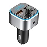 Bluetooth Radio FM Transmitter for Car with Charger Audio Receiver Cigarette Lighter Adapter Music Player Hands Free Car Kit for iPhone Samsung Android Cell Phones
