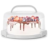 ZWYSLFCY 10 Inch Cake Carrier with Lid and Handle - Round Large Cake Holder with Cover - Bpa-Free Cake Storage Containers Airtight - Cake Box for Transport Cheesecake, Pies Nuts, Fruit