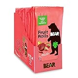 BEAR Real Fruit Snack Rolls - Gluten Free, Vegan, and Non-GMO - Strawberry – Healthy School And Lunch Snacks For Kids And Adults, 0.7 Ounce (Pack of 12)