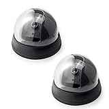 Fake Security Camera,Fuers Simulation Dummy Hemisphere Dome Camera Indoor/Outdoor Waterproof with Flashing Red LED Light for Home Business,2 Pack