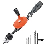 Housolution Hand Drill, Powerful 3/8 inches (1.5-10mm) Capacity Hand Drill Manual, Precision Chucks Cast Steel Double Pinions Manual Drill for Wood Plastic Acrylic Circuit Board Punching, Orange