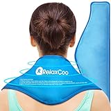 Neck Ice Pack Wrap, RelaxCoo Reusable Gel Ice Pack for Neck Shoulders, Cold Compress Therapy for Pain Relief, Injuries, Swelling, Bruises, Sprains, Inflammation and Cervical Surgery Recovery