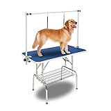 Bonnlo 36-inches Pet Grooming Table, Portable Dog Grooming Table with Arm Noose & Mesh Tray, Adjustable Foldable Pet Groom Table Stand for Dog Cat, Maximum Capacity Up to 330 LBS (36in)