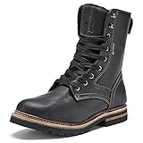 Elk Woods Men's 8 inch Black Leather Waterproof Rugged Boots, Breathable Heat-Resistant Work Boots Gettysburg 84430 US 9.5
