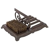 MyGift Heavy Duty Rustic Vintage Dark Brown Cast Iron Shoe Scraper and Scrubber Mat, Outdoor Footwear Bottom Dirt Cleaning Brush and Boot Mud Puller for Porch