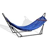 Best Home Fashion Hammock with Collapsible Steel Stand & Carrying Case, Portable & Adjustable, Perfect for Camping Beach Summer Patio, EZ Daze Foldable Hammock with Stand - Navy