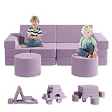 Kids Couch 13PCS, Modular Toddler Couch with 2 Ottomans, Fold Out Kids Couch for Playroom Bedroom, Modular Kids Couch for Boys and Girls, Kids Play Couch for Kids (Blueberry, L)