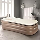 WBHome Inflatable Bath Tub PVC Portable Adult Bathtub Bathroom SPA with Electric Air Pump, Cup Holder, Phone Pocket, 118 inch Long Pipe
