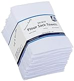 Flour Sack Kitchen Towels (White,12 Pack) 100% Cotton,28x28 Inch Cloth Napkin, Bread wrapper, Cheesecloth, Multi Purpose Kitchen Dish Towels,Bar Towels, Extremely Absorbent & Sturdy By Excellent Deals