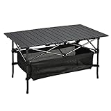 WUROMISE Camping Table That Fold up Lightweight, Aluminum Folding Table Roll Up Table with Easy Carrying Bag for Indoor, Outdoor, Camping, Backyard, BBQ, Party, Patio, Beach, Picnic, Medium
