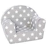 DELSIT Toddler Chair & Kids Armchair - European Made Premium Design - Perfect Reading Chairs for Toddlers - Lightweight Playroom Decor (Gray with Stars)