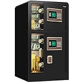 124 LBs Heavy Duty Anti-Theft Fireproof Home Safe, Extra Large Home Security Safe with Double Door, Big Fireproof Safe with LCD Display, LED Light, Safe Box for Handguns Money Jewelry Valuables Office