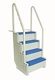Confer Plastics Above Ground Swimming Pool Ladder | Heavy Duty | White Frame with Blue Steps | Deck Height Up to 60 Inches | Makes Getting in & Out of Pool A Lot Easier…
