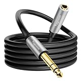 Togconn 1/4 inch Extension Cable 1 Foot, 6.35mm 1/4' TRS Male to Female Stereo Adapter Jack，Quarter inch Headphone Guitar Extension Cable, Hi-Fi Sound, Gold Plated Connectors, Oxygen-Free Copper OFC