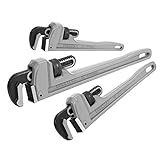 DURATECH 3-Piece Heavy Duty Aluminum Straight Pipe Wrench Set, 10', 14', 18', Adjustable Plumbing Wrench Set, Drop Forged, Exceed GGG standard