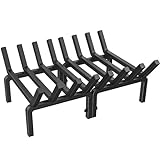MOONPAI Fireplace Grate 24 inch Log Burning Rack Heavy Duty Solid Steel Fire Pit Grate 3/4 inch 8 Bars Fire Grate 8 Legs Anti-sag Design for Indoor-Outdoor Use,for Fireplace and Wood Stove