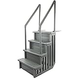 Aqua Select Above Ground Anti-Slip Pool Steps to Deck | Safety Swimming Pool Ladder | Designed for Above Ground Swimming Pools | Holds Up to 350 Pounds | Grey