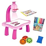 Wuonfsh Drawing Projector Table for Kids, Trace and Draw Projector for Kids with Light Music, Learning Projection Painting Machine for Boy Girl 3-8 Years Old(Pink)