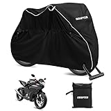 Motorcycle Cover, All Season Universal Weather Waterproof Sun Outdoor Protection Durable Motorbike Covers with Lock-Holes & Storage Bag Fits up to 96.5' Motorcycles Vehicle Cover