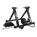 Veltuno Magnetic Indoor Bike Trainer Stand w/8 Speed Level Wire Control Adjuster,Foldable & Lower Noise & Quick Release, Portable Bike Exercise Stand for Mountain & Road Bikes