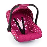 Bayer Design Baby Doll Deluxe Car Seat with Canopy- Polka dots , Pink