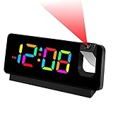 gevaabu Projection Alarm Clock Digital Wall Clock, Digital Clocks for Bedrooms Alarm Clock for Heavy Sleepers Adults Kids with 180° Projector, Dimmer, USB Charger, Projection Clock for Bedroom Ceiling