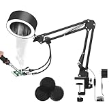 3-in-1 Solder Smoke Absorber Fume Extractor Fan with 2 Helping Hands and 3 Carbon Filters, 10 Brightness 3 Light Colors LED Lamp, Desk Clamp, for ESD DIY Working Soldering Desoldering Rework Station