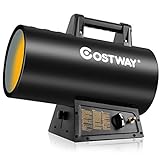 COSTWAY Propane Heater, 60000 BTU Propane Forced Air Heater with Overheat & Cut-off Protection, Portable Gas Space Heater for Indoor Outdoor Use, Warehouse, Workshop, Black