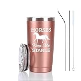 Horse Gifts For Women, Horses Keep Me Stable Travel Tumbler, Funny Birthday Christmas Gifts for Horse Lovers Equestrian Cowgirls Mom Friends Aunt Sister, 20 Oz Insulated Stainless Steel Tumbler