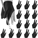 Breathable Pool Gloves Nylon Billiards Gloves Pool Left Right Hand Gloves Universal 3 Fingers Cue Gloves Shooter Cue Sports Gloves for Women Men Indoor Game Kit Billiard Accessories, Black (15)