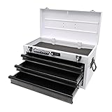 Boxo USA Hand Carry Tool Box 3-Drawer Heavy Duty Steel Toolbox with Lock System (White)