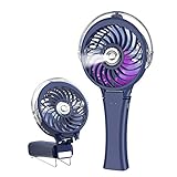 HandFan Portable Handheld Misting Fan, Rechargeable Personal Mister Fan with 7 Colorful Nightlight, Battery Operated Spray Water Mist Fan, Foldable Mini Fans for Travel, Outdoors, Hiking(Royal Blue)