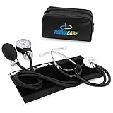 PRIMACARE Medical Supplies DS-9197-BK Professional Classic Series Manual Adult size Blood Pressure Kit, Emergency Bp kit with Stethoscope and Portable Leatherette Case, Nylon Cuff, Black