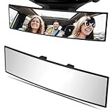 WSSROGY Car Rearview Mirror HD Glass 12 Inch Anti Glare Clip On Panoramic Wide Angle Car Interior Rear View Mirror Universal for Cars SUVs Trucks (White)