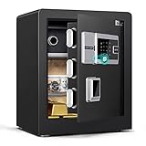 Marcree Biometric Fingerprint Safe Box, 2.0 CUFT Fingerprint Security Safe Box with Combination Lock and Voice Prompt and Dual Warning and Private Inner Cabinet for Money Documents Valuables