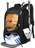 MATEIN Youth Baseball Bag, Softball Bag with Cleats Pocket for Girls, Boys, Adult, Large Baseball Backpack for Men with Fence Hook- Hold 2 Bats, Batting Mitten, Helmet, Caps, Teeball Gear