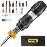 VEVOR Torque Screwdriver, 1/4' Drive Screwdriver Torque Wrench, Torque Screwdriver Electrician 10-50 in/lbs Torque Range Accurate to ±5%, 1/4 to 1/2 Conversion Head with Bits & Case