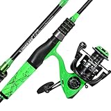 One Bass Fishing Rod Reel Combo, 2-Piece Fishing Pole with Spinning Reel Super Polymer Handle Rod-Green -2.1M