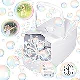 Sizonjoy Bubble Machine Automatic Bubble Blower, 10000+ Bubbles Per Minute with 2 Speeds, 8 Wands Bubble Maker, Plug-in or Batteries Bubbles Summer Toys for Outdoor Indoor Party Birthday (White)