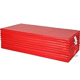 10 Pcs Thick Daycare Rest Mat Sponge Portable Rest Napping Mat with Name Tag Holder Toddler Preschool Sleeping Floor Mat for Kids School, Daycare, and Classroom (Red)