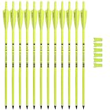 BOWSOUL Crossbow Bolts 20inch Fluorescence Color Carbon Crossbow Hunting Arrows with 4' Vanes and Replaced Arrowhead(12 Pack) (Fluorescein Yellow)
