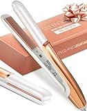 Hair Straightener and Curler 2 in 1, 212°F - 446°F Adjustable Temperature, Dual Voltage 1 Inch Ceramic Rose Gold Flat Iron, Hair Straightener Curling Iron in One by Lily England