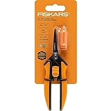 Fiskars Micro-Tip Pruning Snips - 6' Garden Shears with Sharp Precision-Ground Non-Stick Coated Stainless Steel Blade - Gardening Tool Scissors with SoftGrip Handle, Black/Orange