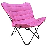 Zenithen Limited Indoor Butterfly Folding Portable Accent Chair for Dorm Rooms, Bedrooms and Rec-Rooms, Perfect for Reading, Studying, Lounging and Gaming, Pink