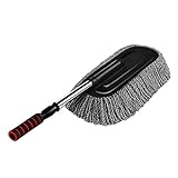 Microfiber Car Duster Exterior Interior Cleaner Cleaning Detailing Kit Size 15.7 Inch with Long Retractable Handle to Trap Dust and Pollen for Washing Car Bike RV Boats or Home Use, Grey