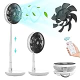 CooCoCo 11' Standing Fan Oscillating Pedestal Fan with Remote, 7800mAh Portable Battery Operated Fan, Dual Blades, 8 Speeds, 8H Timer Powerful Quiet Fan for Travel, Outdoor, Home, Office, White