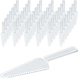 50 Pieces Disposable Plastic Cake Cutter Plastic Cake Server Cutting Plastic Spatula Plastic Knives Pie Pizza Pastry Slicer Serving Utensils for Kitchen Wedding (Clear)
