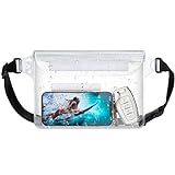 F-color Waterproof Fanny Pack - Waterproof Phone Pouch with Waist Strap - Beach Accessories Waterproof Pouch Dry Bag Keep Phone Valuables Safe for Beach Surfing Kayaking Boating Fishing,Clear