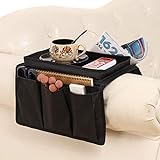 Sofa Armrest Organizer with Cup Holder Tray Chair Arm TV Remote Holder for Recliner Couch Armchair Caddy Bedside Storage Pockets Bag for Cellphone Tablet Book Magazines Drinks Holder Pouch